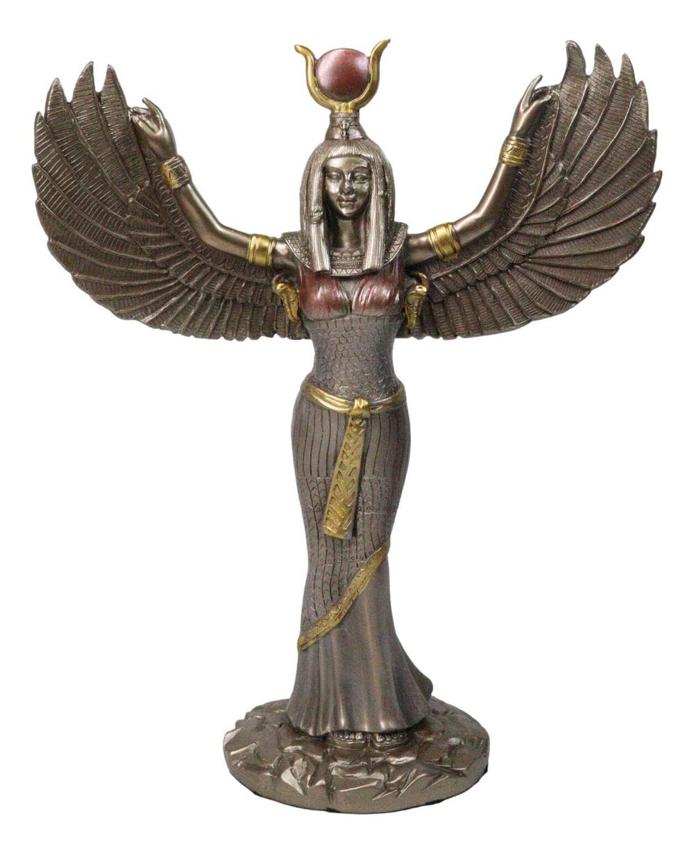 2867 Egyptian Goddess Isis Ra with Open Wings Statue 12" Tall Deity of